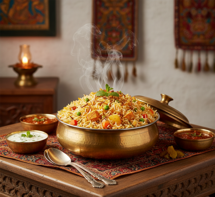 A Royal Veggie Affair For Lavish Dinner Nights: Paneer Vegetable Biryani Magic