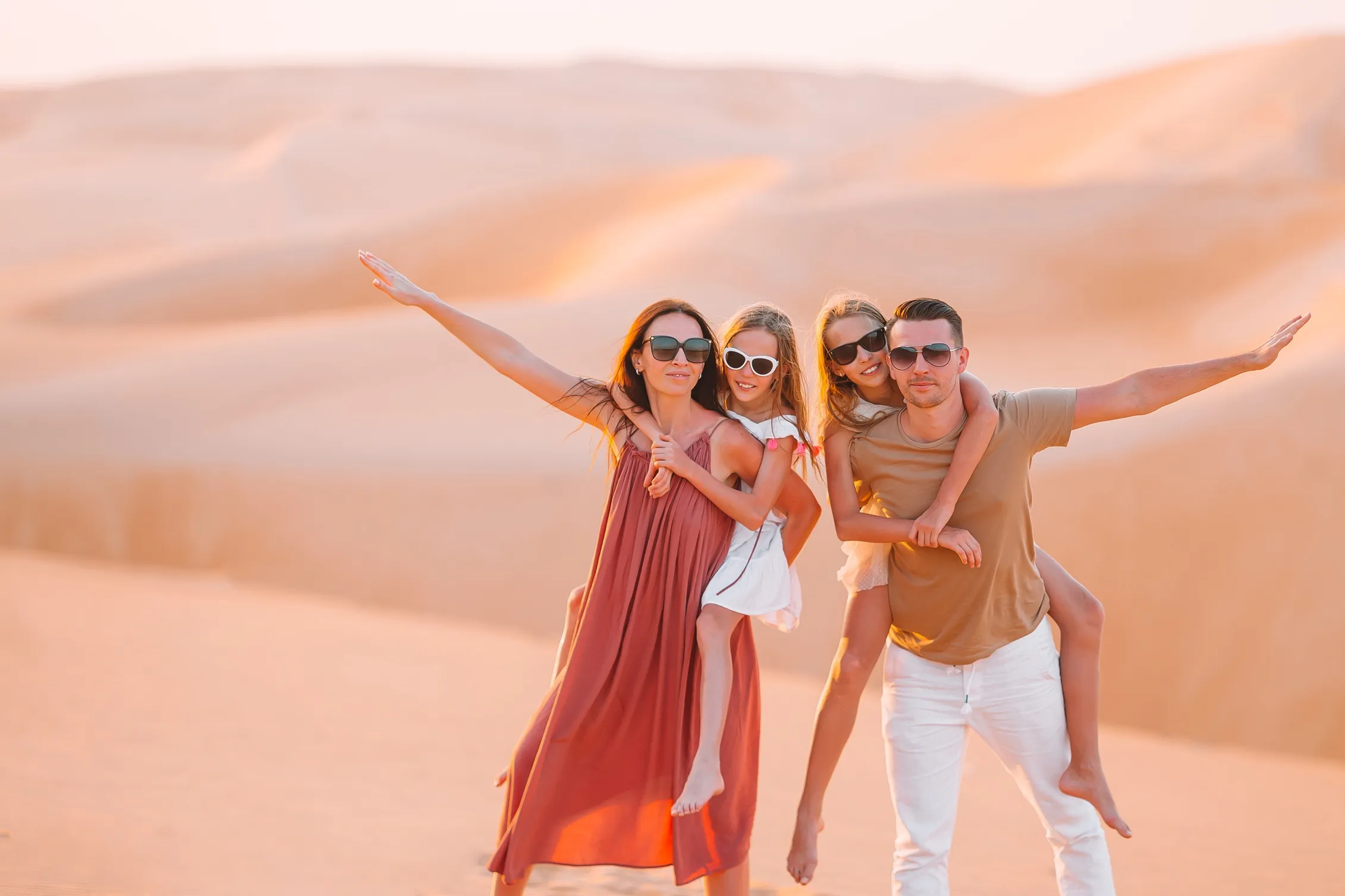 family in desert