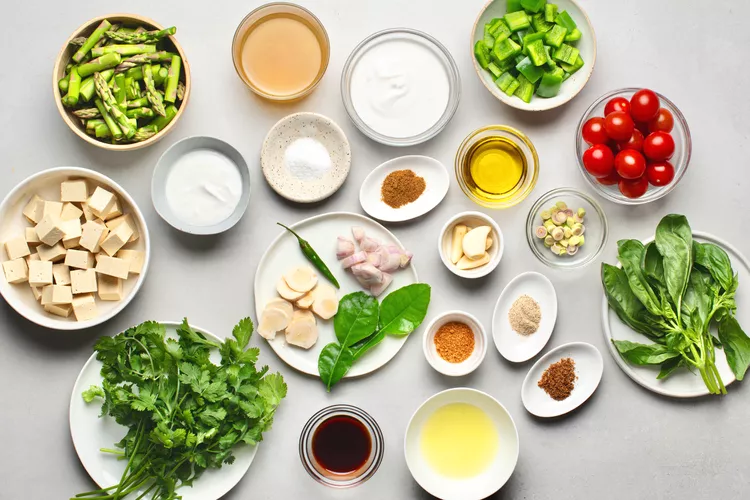 Vegan thai green curry ingredients